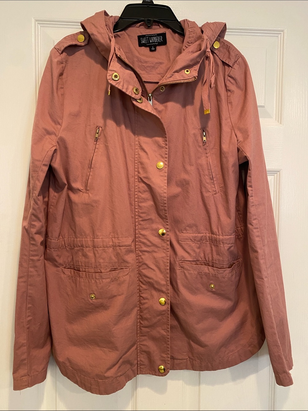 Sweet Wanderer Rosewood Hooded Utility Anorak with Gold Hardware